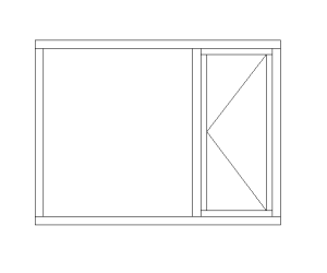 Voorbeeldprijs voor een houten kozijn met een draairaam aan de zijkant.